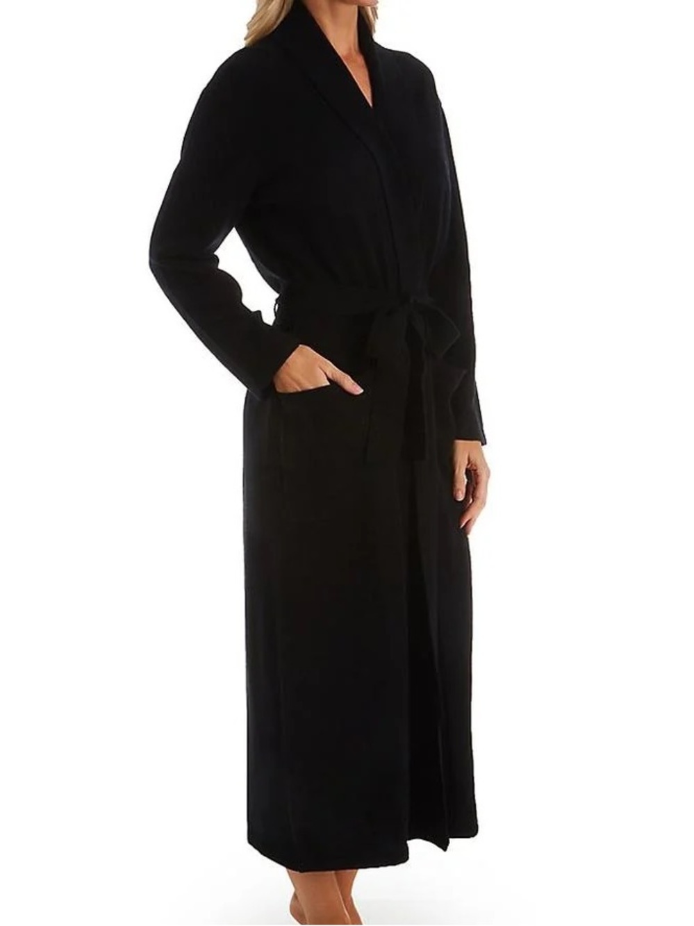Arlotta Black Tie-Waist Long Cashmere Cardigan size XS